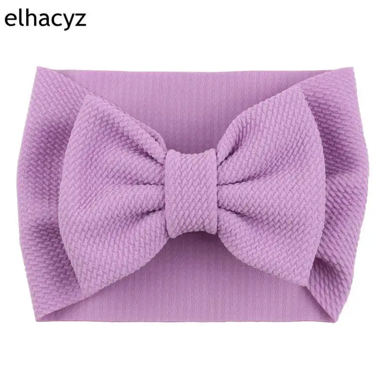 8 New Arrival Turban Popular 5'' Big Hair Bow Headband For Girls Headwrap Textured Fabric Elastic Kids DIY Hair Accessories - Цвет: 8