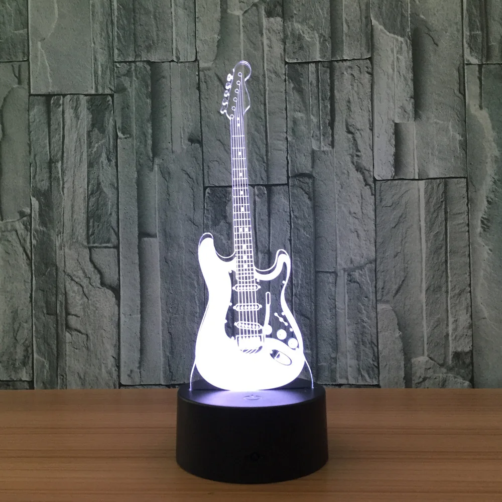 Гитары модель 3D LED Настольная лампа сенсорный USB Ночной светильник 7 Цвет