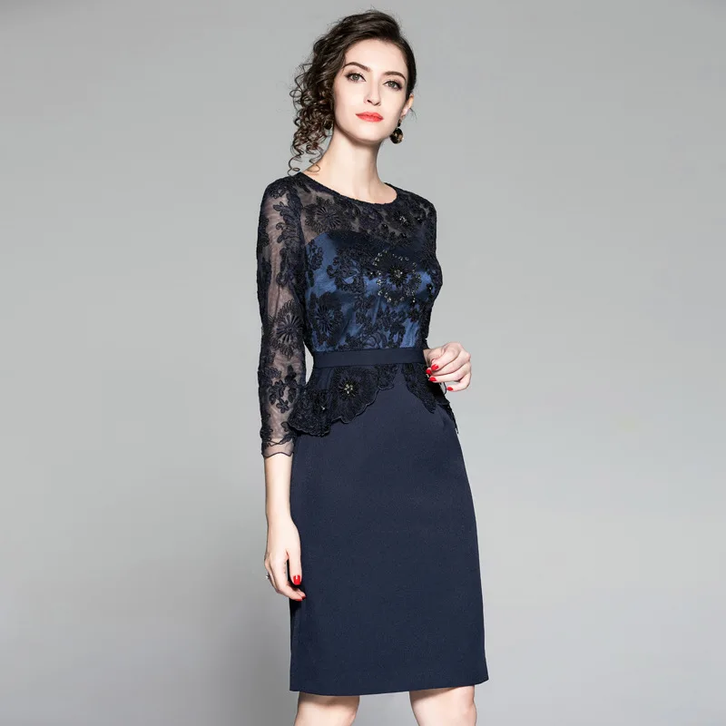 Vestidos De Festa, осенне-зимние Модные Коктейльные Вечерние женские платья, Тюлевое кружевное платье-футляр с вышивкой в стиле пэчворк