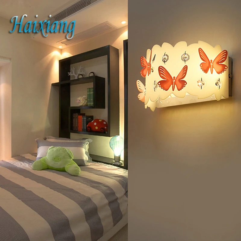 Современные Настенные светильники из железа и акрила с кристаллами романтичная