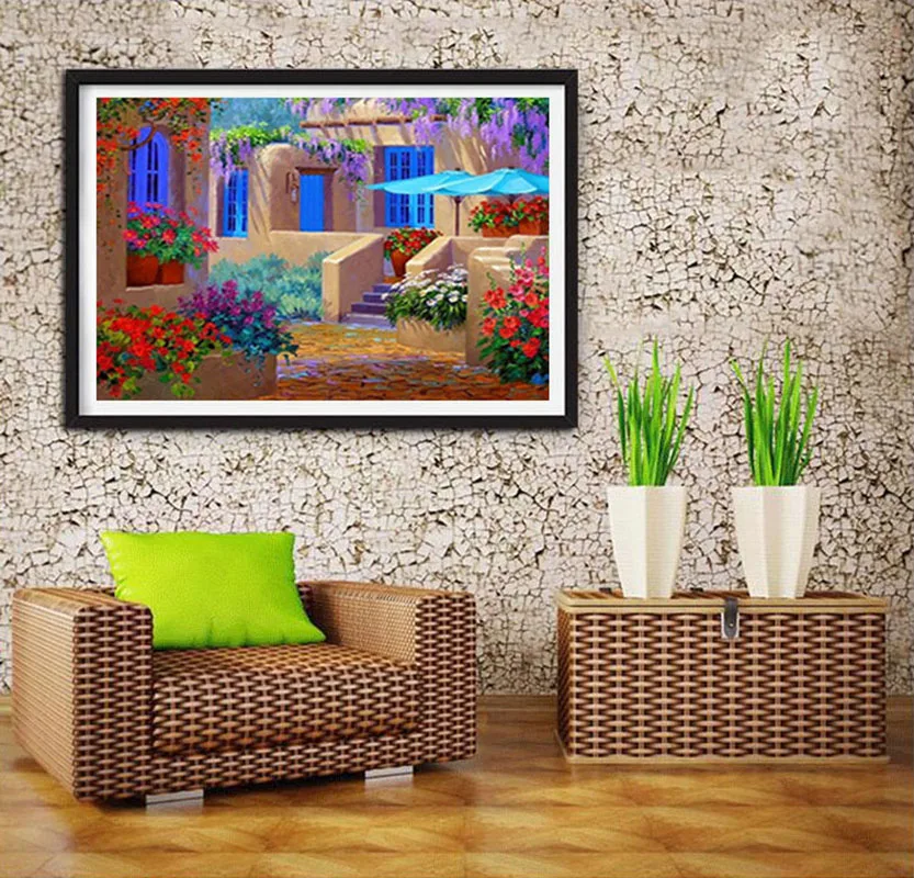 5D DIY diamond embroidery painting flowers house full square rhinestone mosaic home decorative needlework diamant | Дом и сад