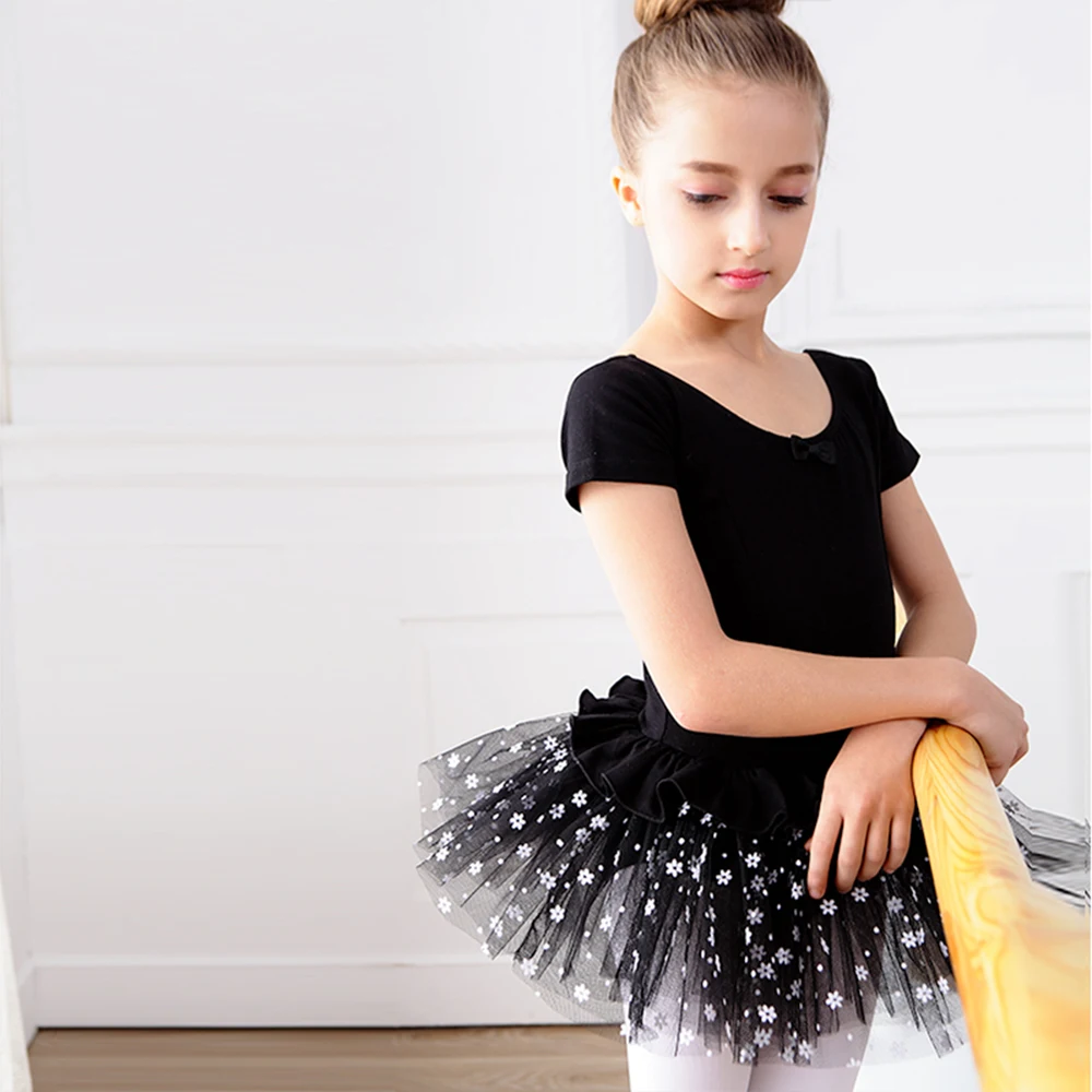 Балетное танцевальное платье для девочек с галстуком-бабочкой и цветочным
