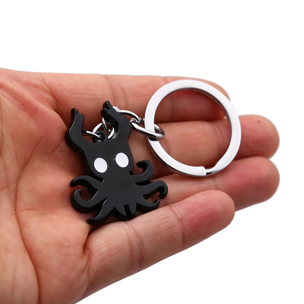 Game Hollow Knight Cosplay Keychain Keyring Accessories Enamel Key Chain Octopus Pendant Necklace Leather Choker KeyChains | Украшения и