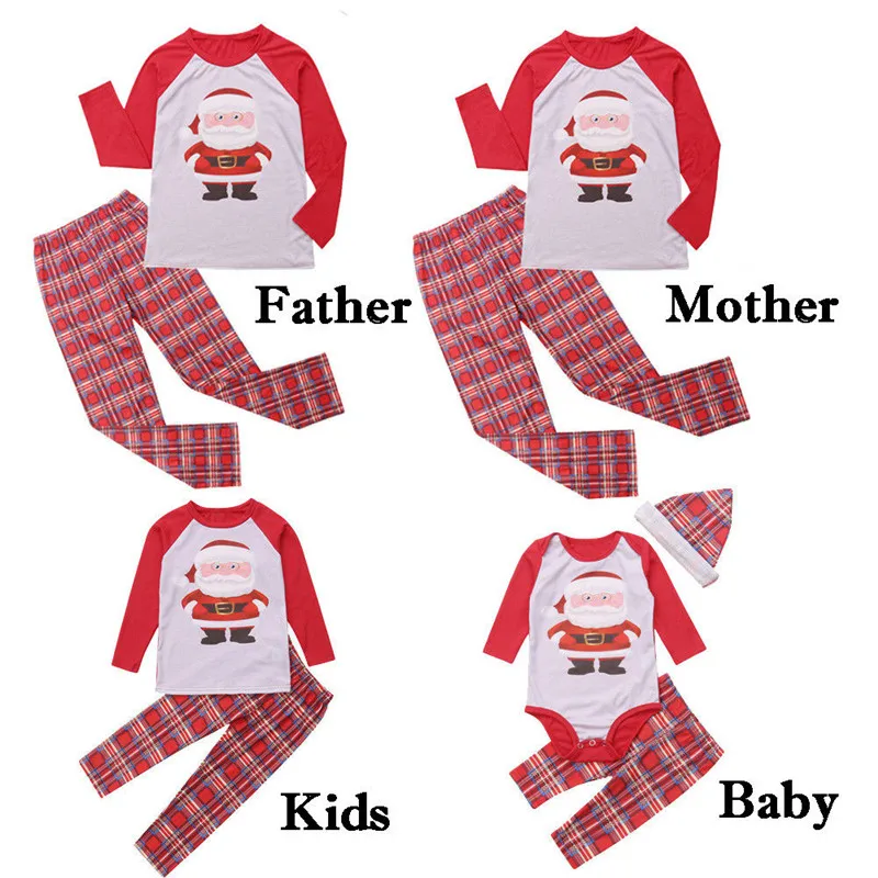 NEW Style 2 pieces Set XMAS Family Matching Christmas Pajamas Women's Mens Kids Sleepwear Nightwear | Мать и ребенок