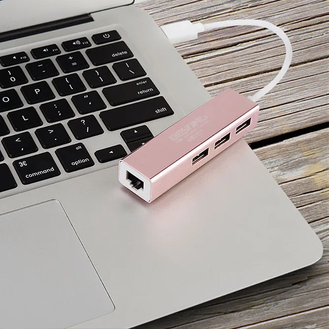 Bestjing USB Ethernet адаптер 3-Порты и разъёмы 2 0 для RJ45 Портативный центр данных Mac ПК