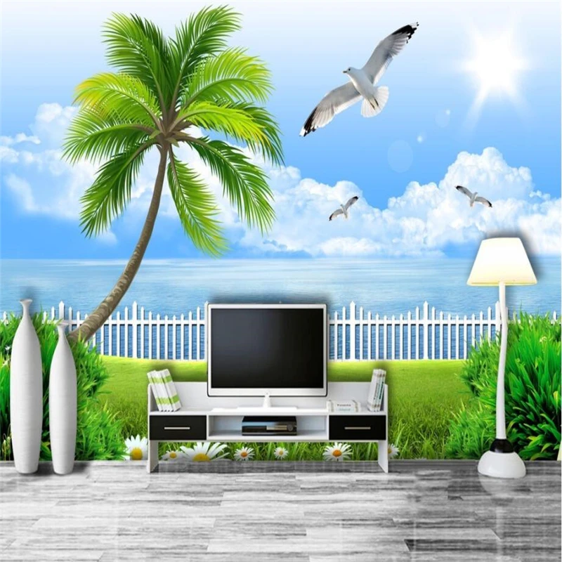 

beibehang Wallpaper Mural Custom Living Room Bedroom 3D Seascape Mural TV Background Home Decoration Painting