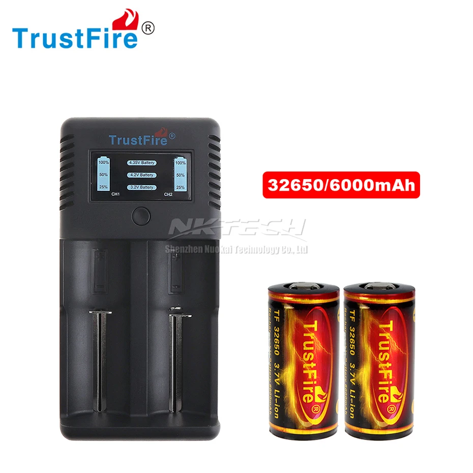 TR-019 TrustFire интеллигентая(ый) быстро Батарея Зарядное устройство Дисплей статус зарядки подходит 18650 26650 32650 25500 14500 10440 18500 литий-ионный аккумулятор - Цвет: With 2-32650 6000mAh