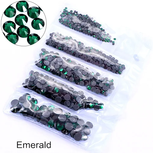 Emerald Стразы DMC с горячей фиксацией, 23 Цвета, SS6-SS30, 1200 шт., стразы для украшения свадебного платья B1262 - Цвет: Emerald