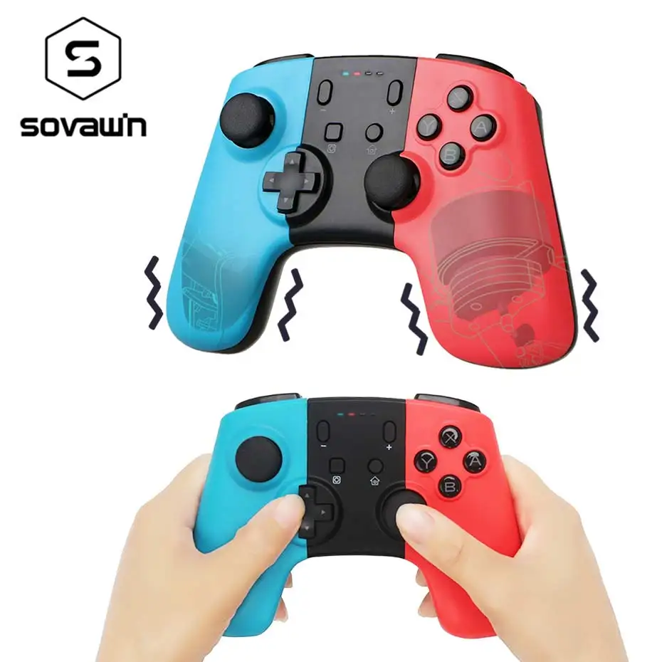 Sovawin Bluetooth Вибрационный беспроводной контроллер джойстика для Kind переключатель перезаряжаемая ручка пульт дистанционного управления геймпад Pro Джойстик PC 360