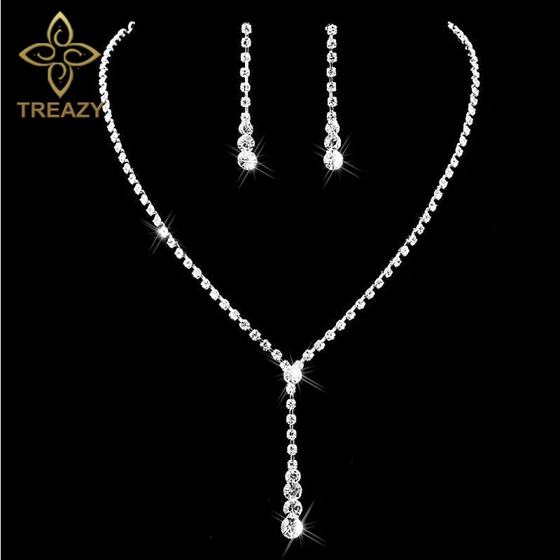 Комплект из колье и серёг с кристаллами|crystal necklace earrings set|wedding jewelry setsnecklace earring set |