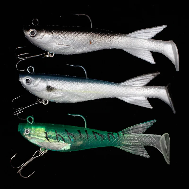 3 шт./лот 100 мм 15 г Мягкая силиконовая Рыболовная Приманка Minnow с тройным крючком