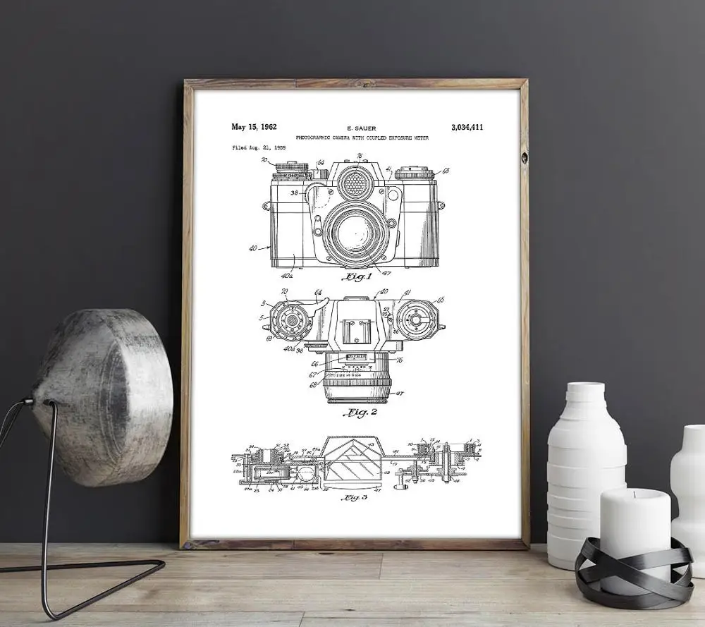 Retro Camera patent,Vintage Camera wall art,posters, wall decor,vintage print,blueprint, gift idea, Photography Decorations