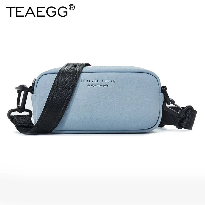 Light Blue TEAEGG, женские сумки через плечо с буквенным принтом, сумки-мессенджеры из коровьей кожи, женские школьные сумки с клапаном - Цвет: Light Blue