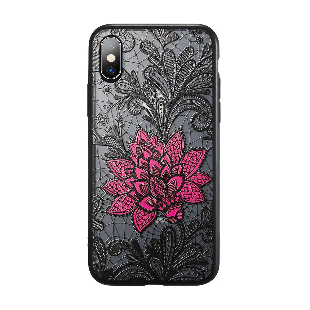 big flower KISSCASE чехол для iPhone XR 5s 5 Se 6 7 8 Plus роскошный кружевной цветок задняя крышка для iPhone 8 7 Plus 6 S Plus XS Max XR X Capinhas - Цвет: big flower