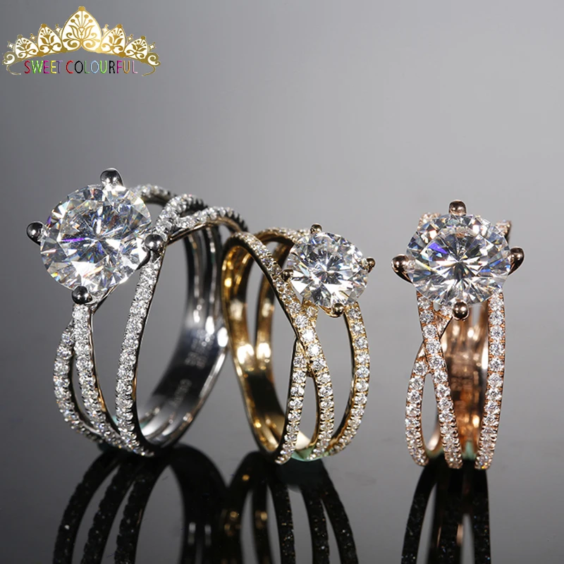 100% 18K 750Au Золотое кольцо Moissanite обручальное d цвет с национальным сертификатом MO