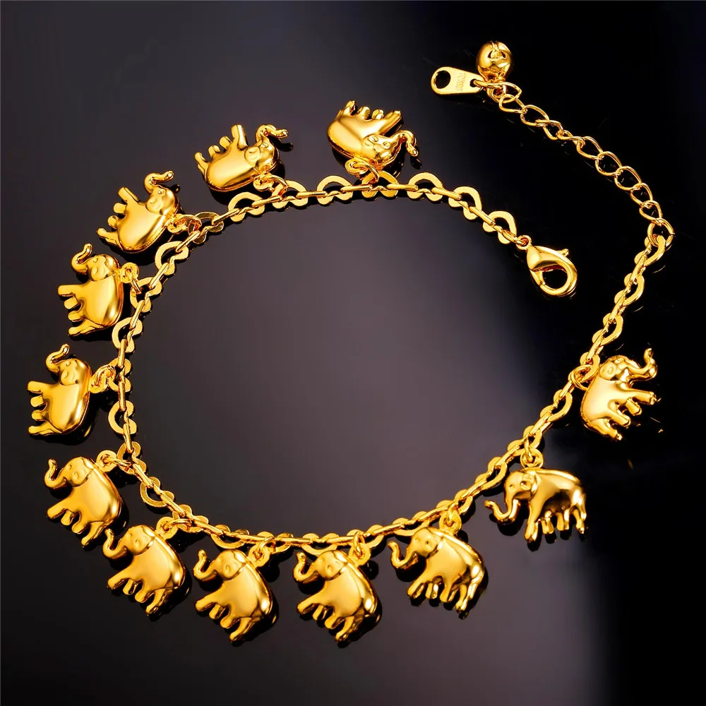 Браслет на ногу в виде слона золотистого/серебристого цвета | Украшения и