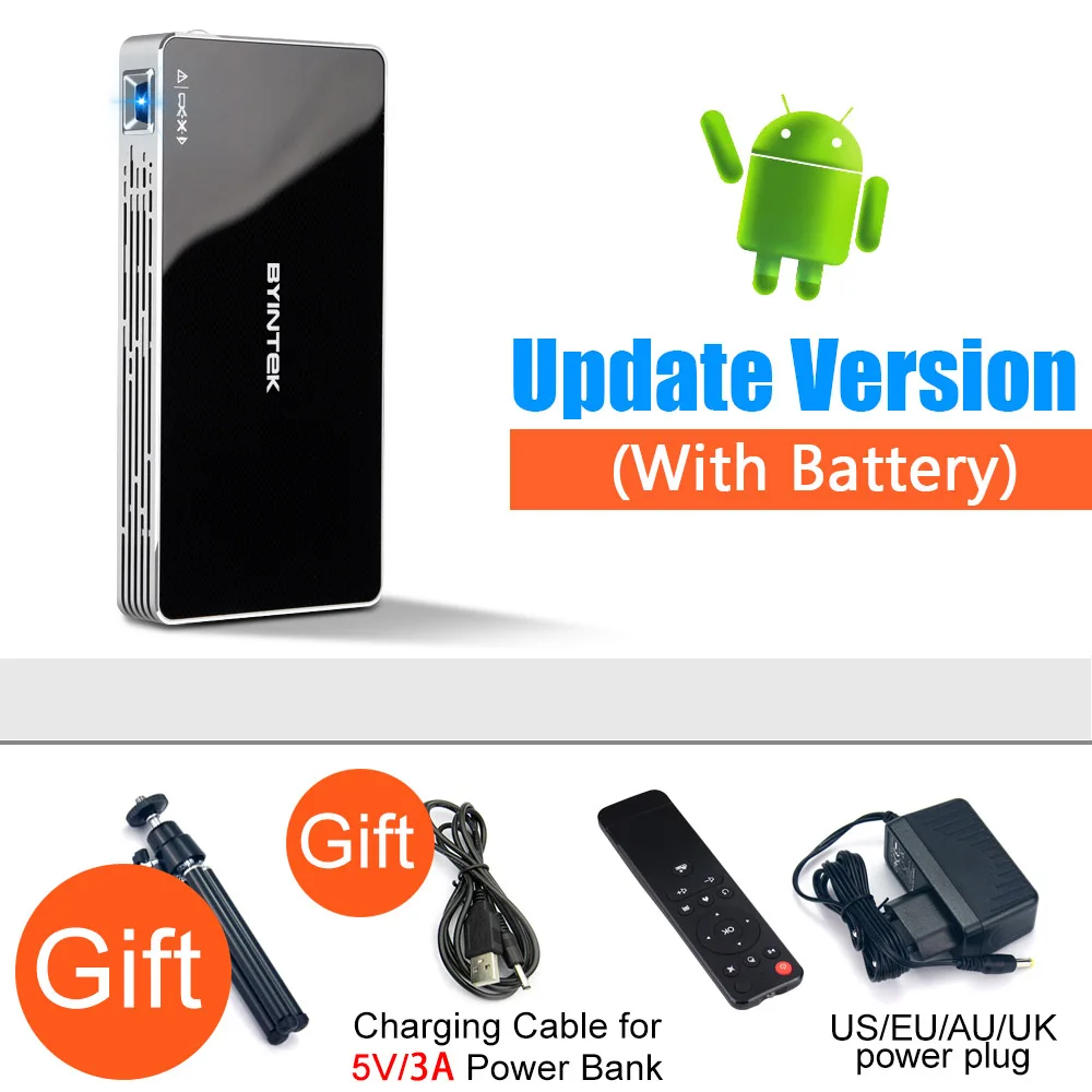 Update Version BYINTEK UFO P10 Портативный Умный домашний кинотеатр Android 7.1.2 OS Wifi мини HD светодиодный dlp проектор для Full 1080P MAX 4K для Iphone 11 - Цвет: Update Version
