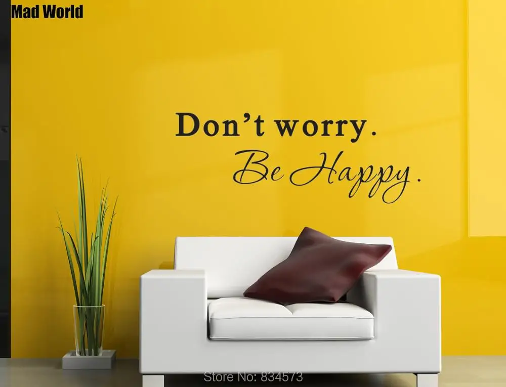 

Mad World-Don't worry be happy Quote Wall Art Stickers Wall Decal Home DIY Decoration Removable Room Decor Wall Stickers