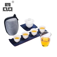 tangpin white ceramic teapot kettle gaiwan tea cup chinese teaware portable travel tea sets with travel bag