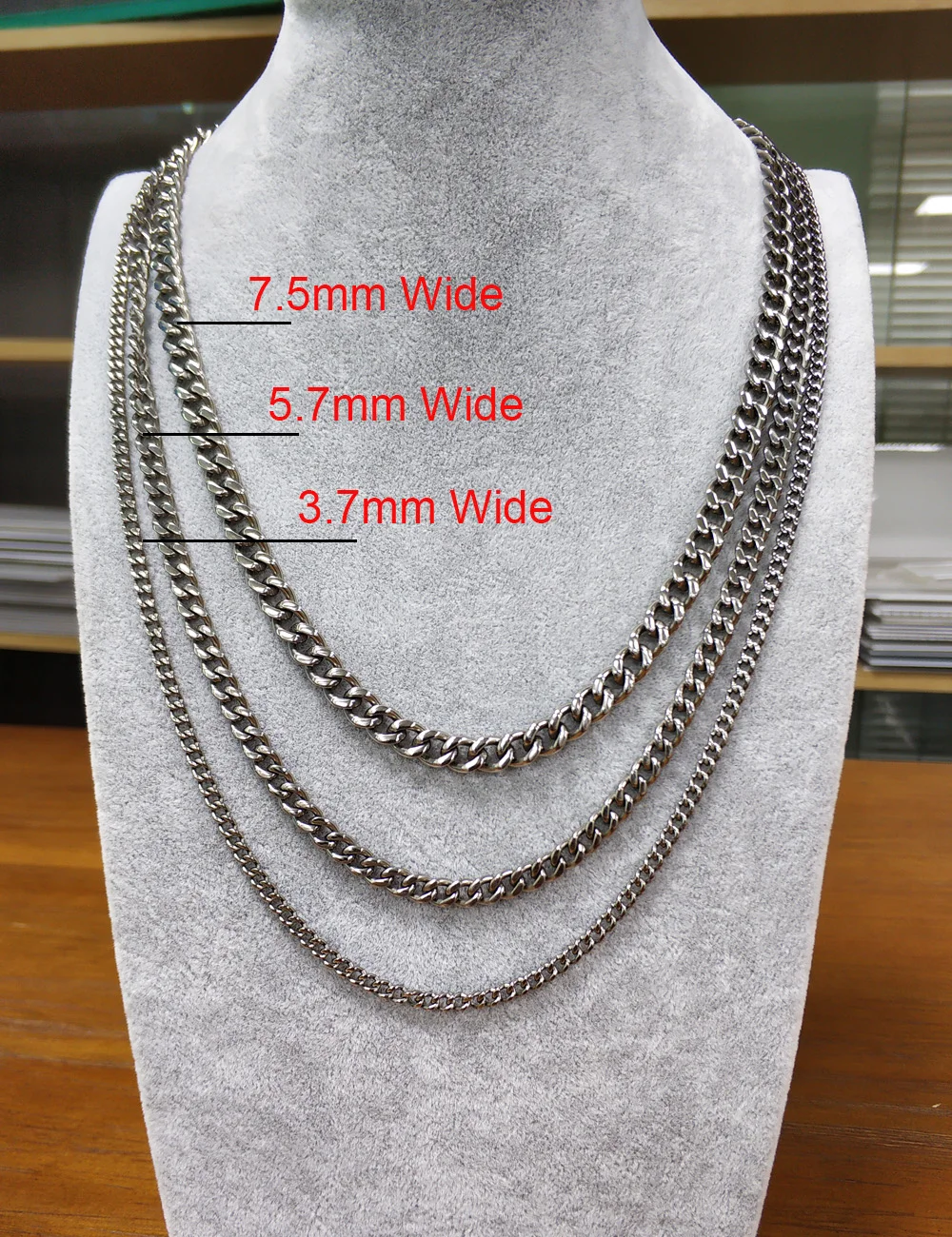 Pure Titanium Curb Chain Necklace for Men Women Hypoallergenic Light Weight Choker Fashion Jewelry |