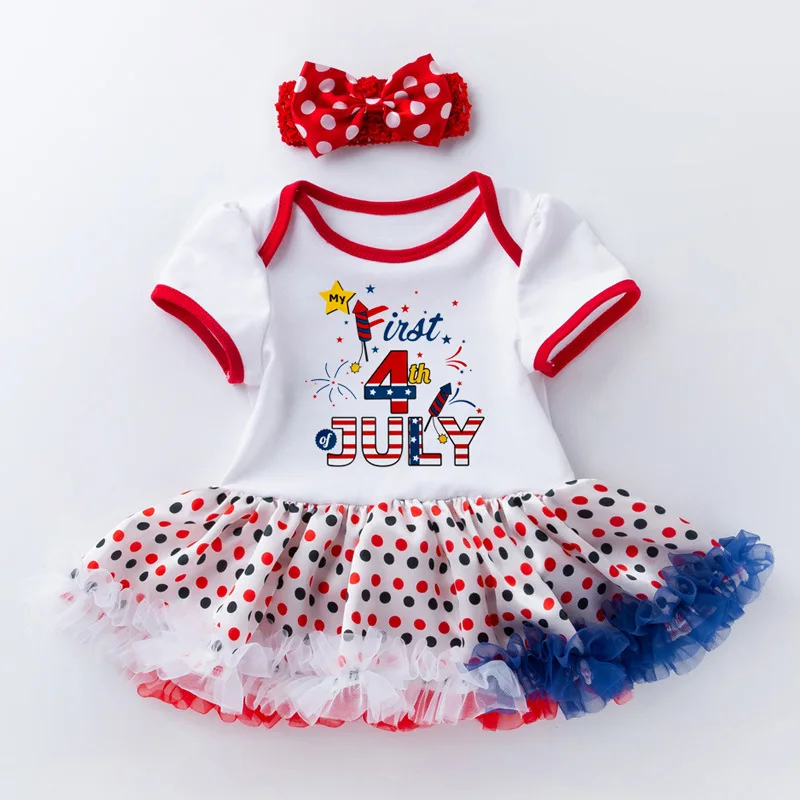 4 июля одежда для маленьких девочек детский кружевной комбинезон Petti платье