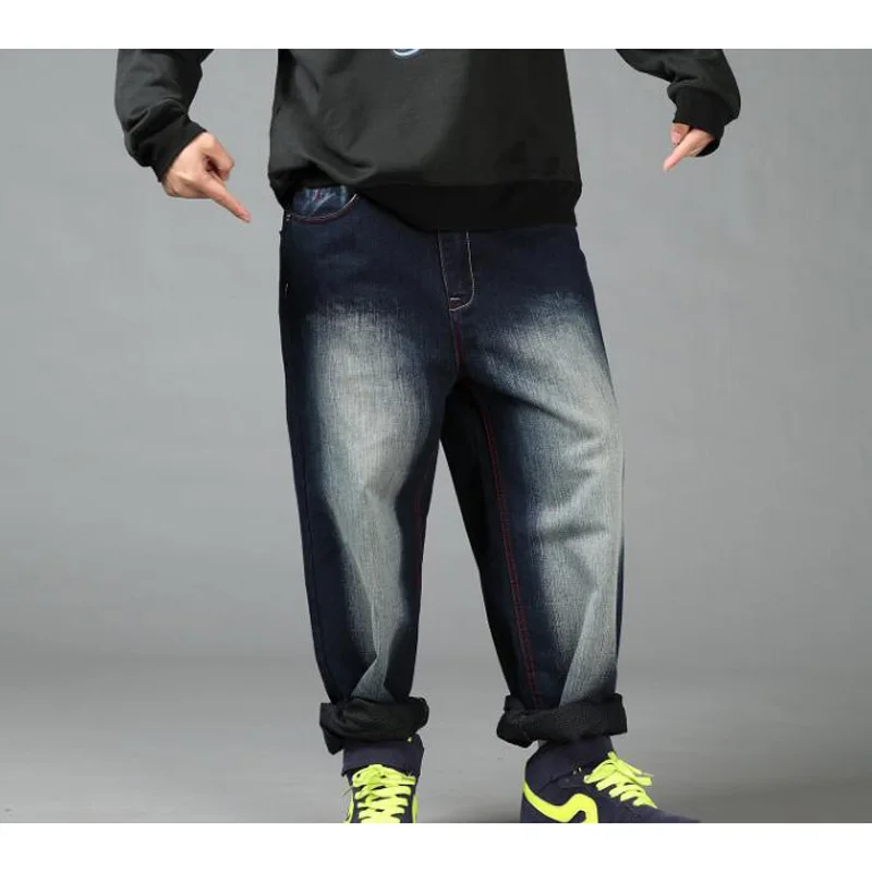 

New Hip Hop Baggy Jeans Mens Denim Hip hop Loose Pants Rap Jeans For Boy Rapper Fashion Plus size 30-46