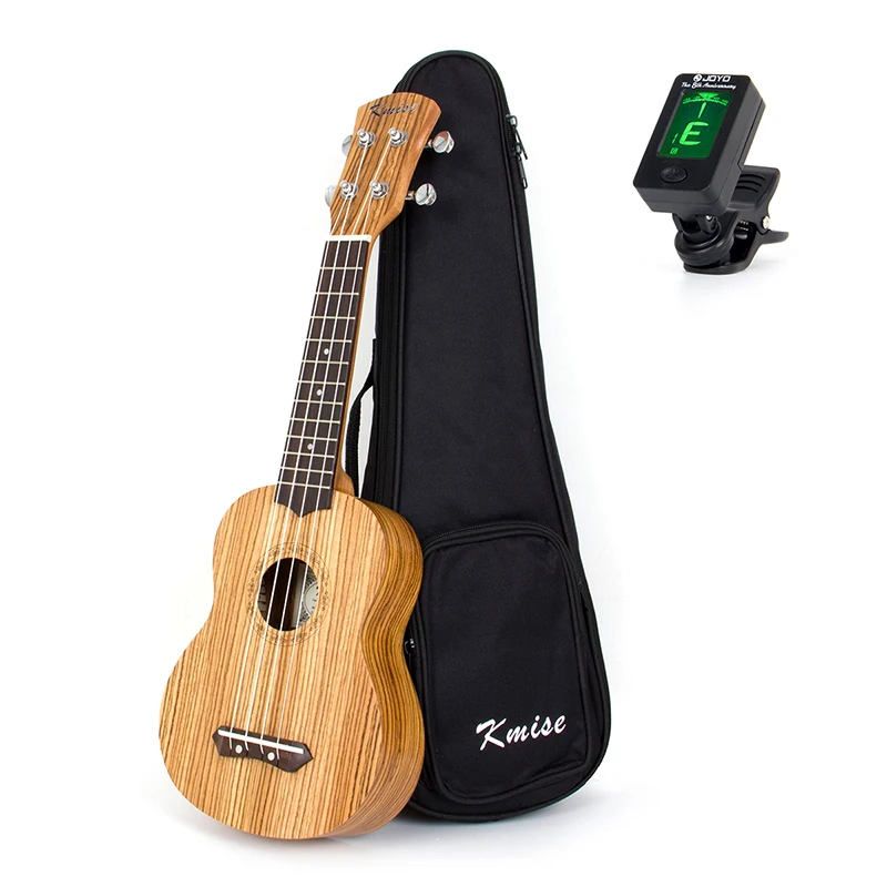 Укулеле сопрано 21 дюйм Zebrawood 4-струнная Гавайская гитара с тюнером Gig Bag | Спорт и