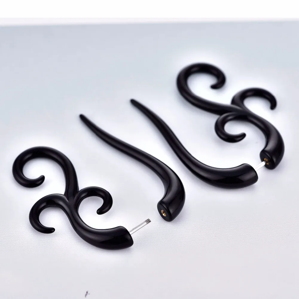 Fashion Unisex Black Spiral Snail Ear Cuff Earrings Cool Gothic Punk Geometric Stud Earring Men Women Rock Party Jewelry | Украшения и