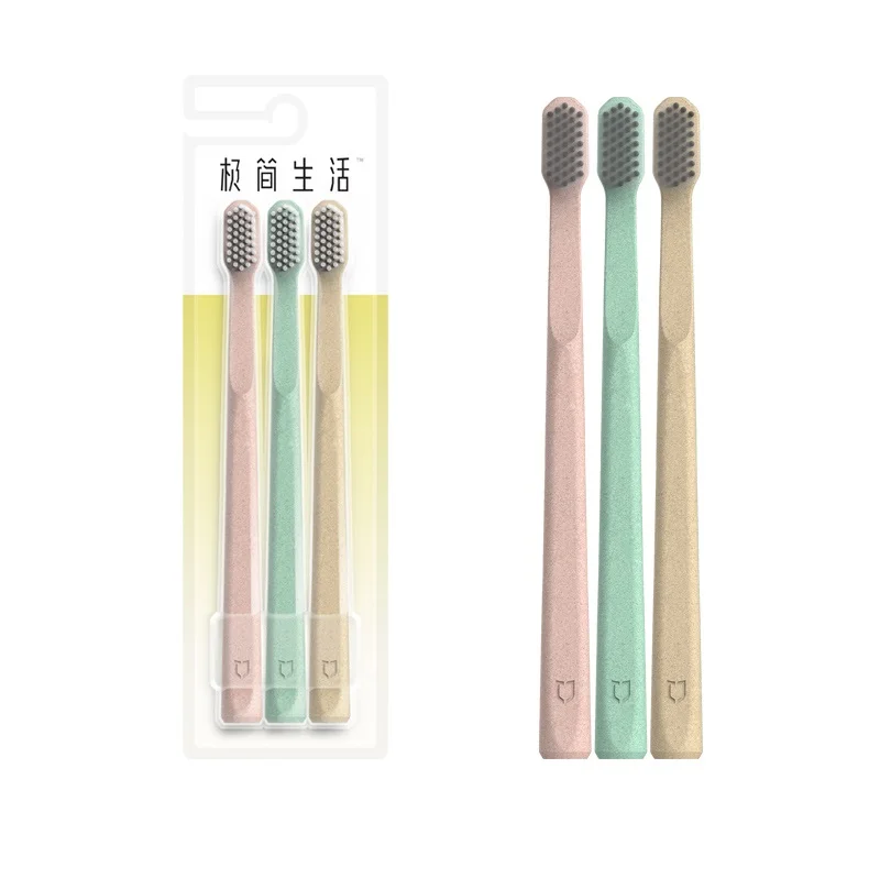 

3pcs Soft straw environmental protection material toothbrush head toothbrush to clean stains protect the gum(Color random )