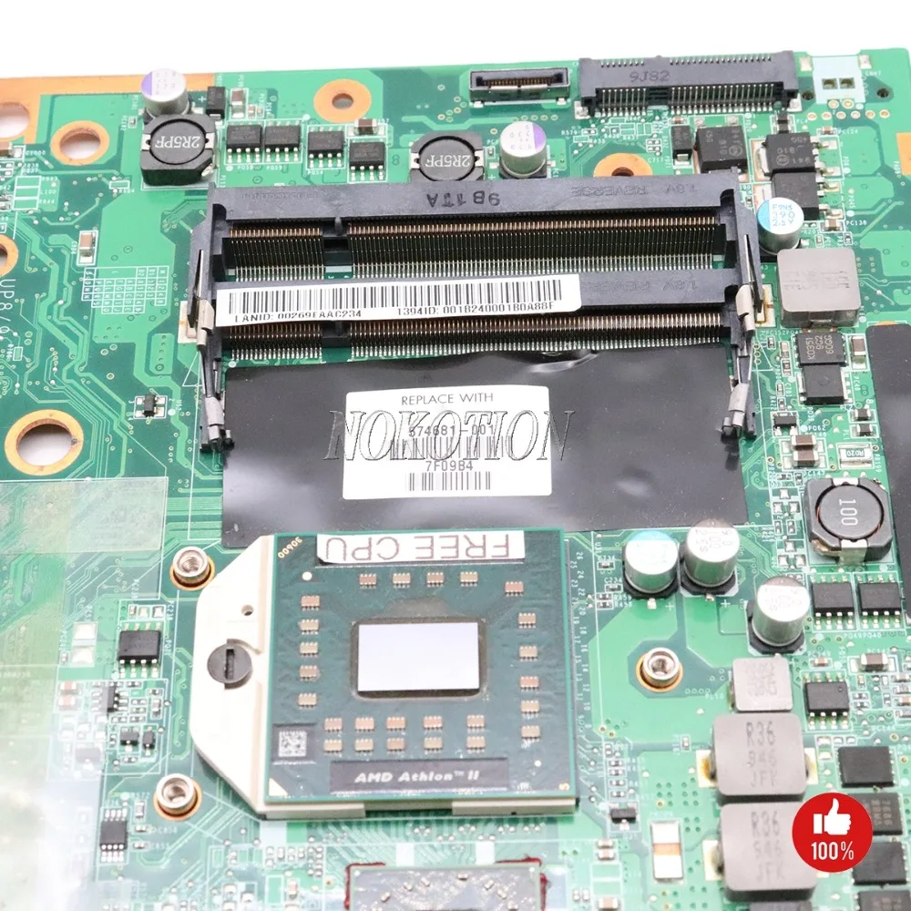 NOKOTION 574681-001 материнская плата для ноутбука hp Pavilion DV7 DV7-3000 DAUT1AMB6E1 DAUT1AMB6E0 M92 чипсет 512 Мб DDR2 Бесплатный процессор