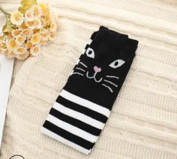 The cat stripe Детские гетры с героями мультфильмов, милые хлопковые чулки для девочек с изображением кота и лисы, шелковые чулки с джокером, полутрубка, детские гетры до колена - Цвет: The cat stripe