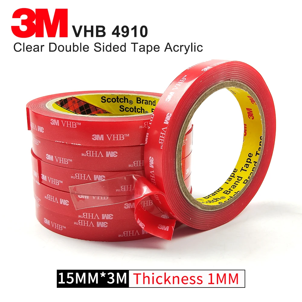 

1ROLL/Lot 15MM*3M 1MM Thickness VHB Silicone Tape High temperature Clear Acrylic Double Side Rubber Tape 3M 4910