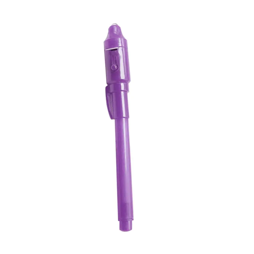 Purple Пластиковая ручка с большой головкой, невидимая чернильная лампа, многофункциональная волшебная ультрафиолетовая ручка-светильник - Цвет: Purple