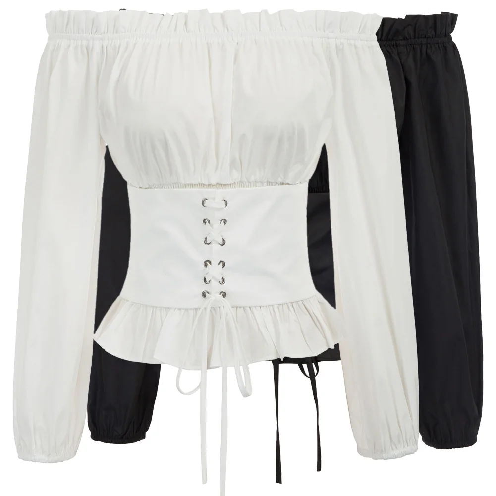 Панк рейв женский топ в цыганском стиле винтаж на шнуровке Готический стимпанк VTG