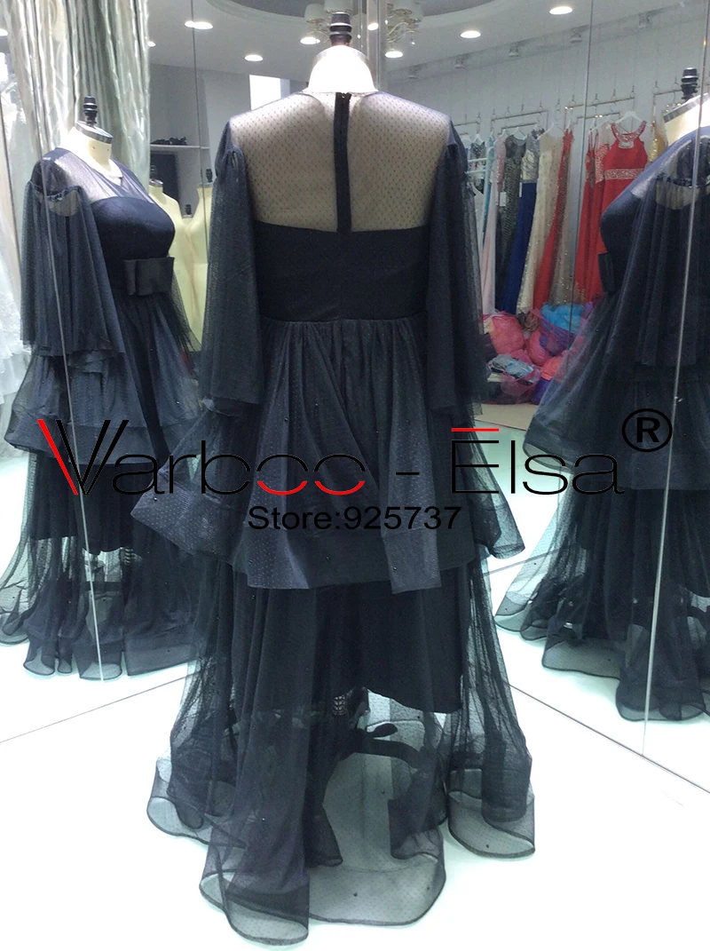 VARBOO_ELSA robe de soiree черное вечернее платье из тюля с бантом большого размера круглым