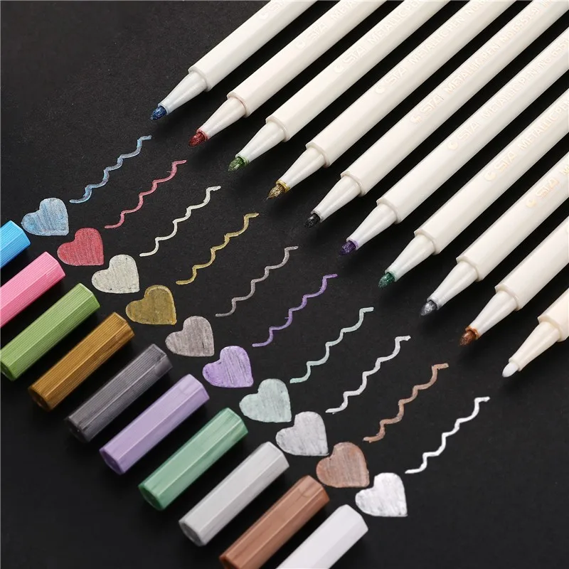 10 Colors 10 цветов STA Doodle металлические школьные товары для рукоделия маркеры Кисть ручка Fineliner Перманентная доска для письма маркерами маркер 04312 - Цвет: 10 Colors