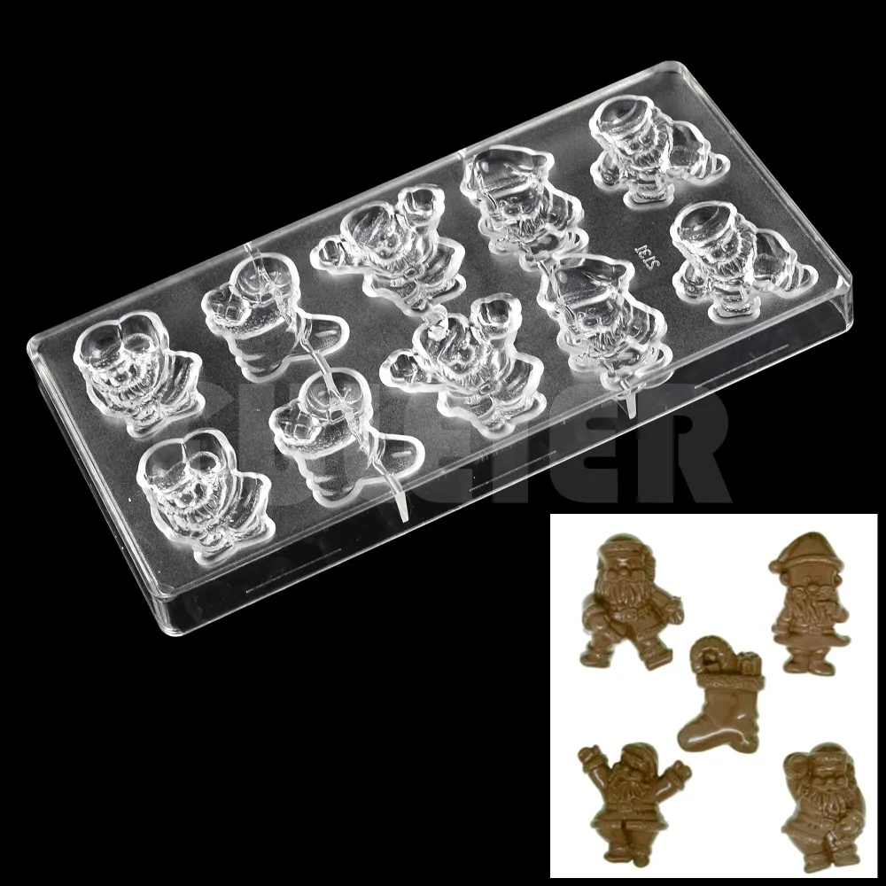 Рождественская серия из шоколадной формы DIY выпечка в подарок поликарбонатная