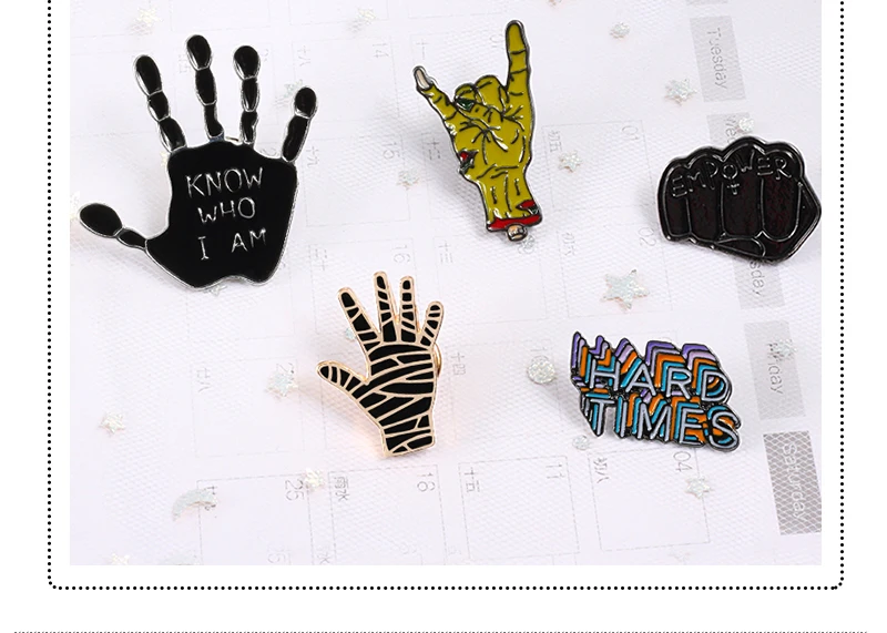 Rock Hands персональные темные мужские броши, эмалированные булавки, жесткая полоса, расширяющие возможности рук, куртки, нагрудные булавки, значок в стиле панк, аксессуары
