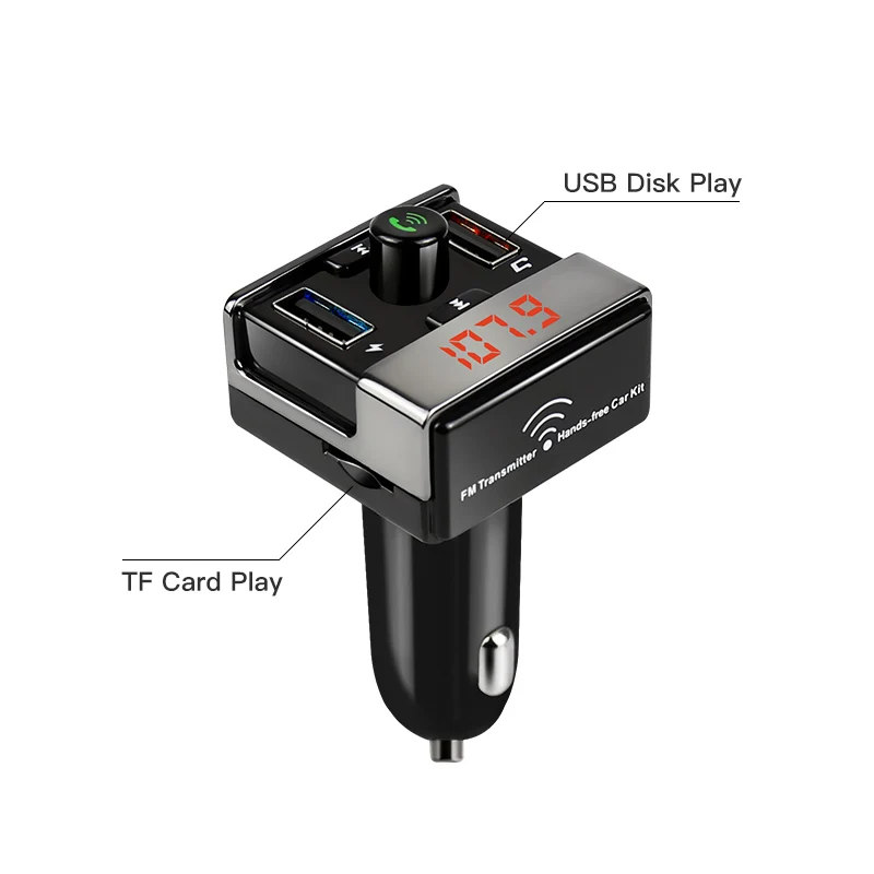 Автомобильное зарядное устройство с двумя usb портами fm передатчики поддержка u