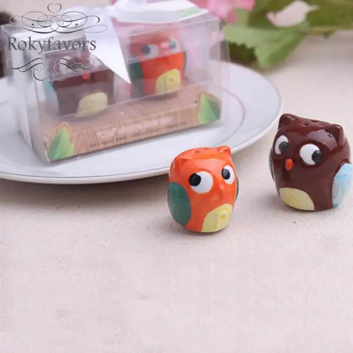 Free Shipping 100Sets Owl Always Love Ceramic Salt and Pepper Shakers Favors Wedding Birthday Gifts | Дом и сад