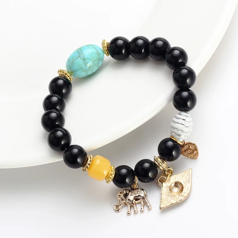 MEIBEADS винтажные натуральный камень бусины браслет Evil Eye & для женщин День Рождения