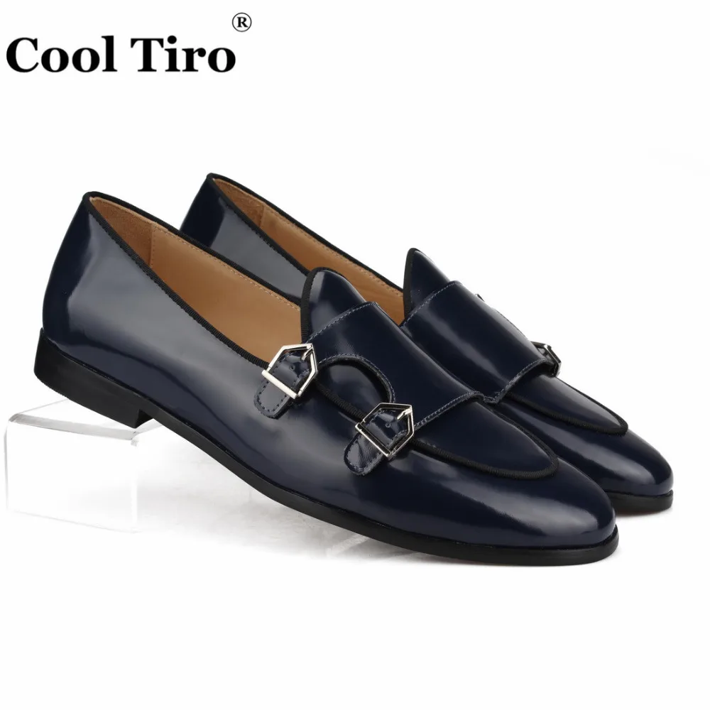 Cool Tiro/Полированная кожа дважды Monk Loafers Мужские Мокасины Тапочки под смокинг Свадебные модельные туфли Туфли без каблуков повседневная обувь чёрный; коричневый