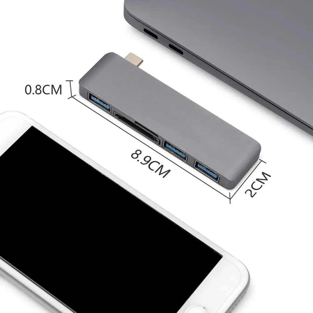 USB C концентратор type-c для нескольких портов USB 3,0 USB3.0 концентратор с SD TF кард-ридером для Macbook Pro 12 13 15 16 iPad Pro