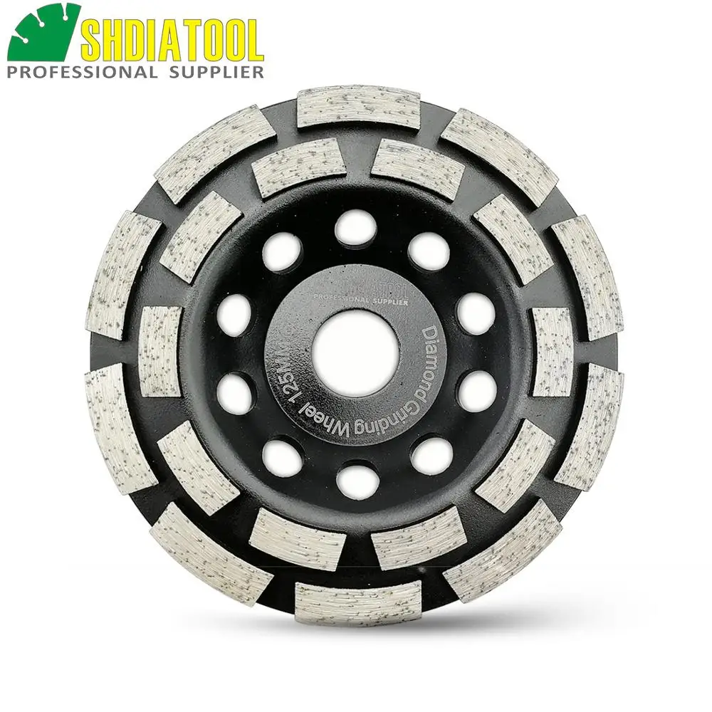 SHDIATOOL 5 Inches Metal Bond Diamond Double Row Grinding Cup Wheel 125MM Disc Bore 7/8&quot 22.23mm Concrete Granite | Инструменты