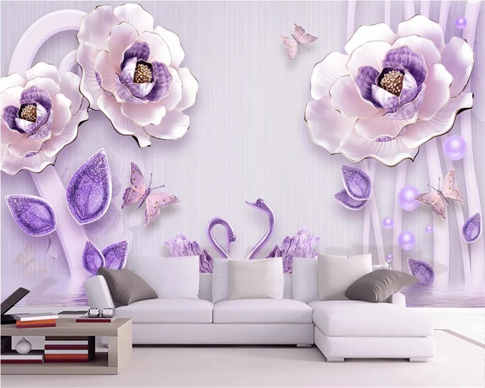 

beibehang Custom wallpaper 3D three-dimensional embossed flowers open rich peony European TV background wall papel de parede