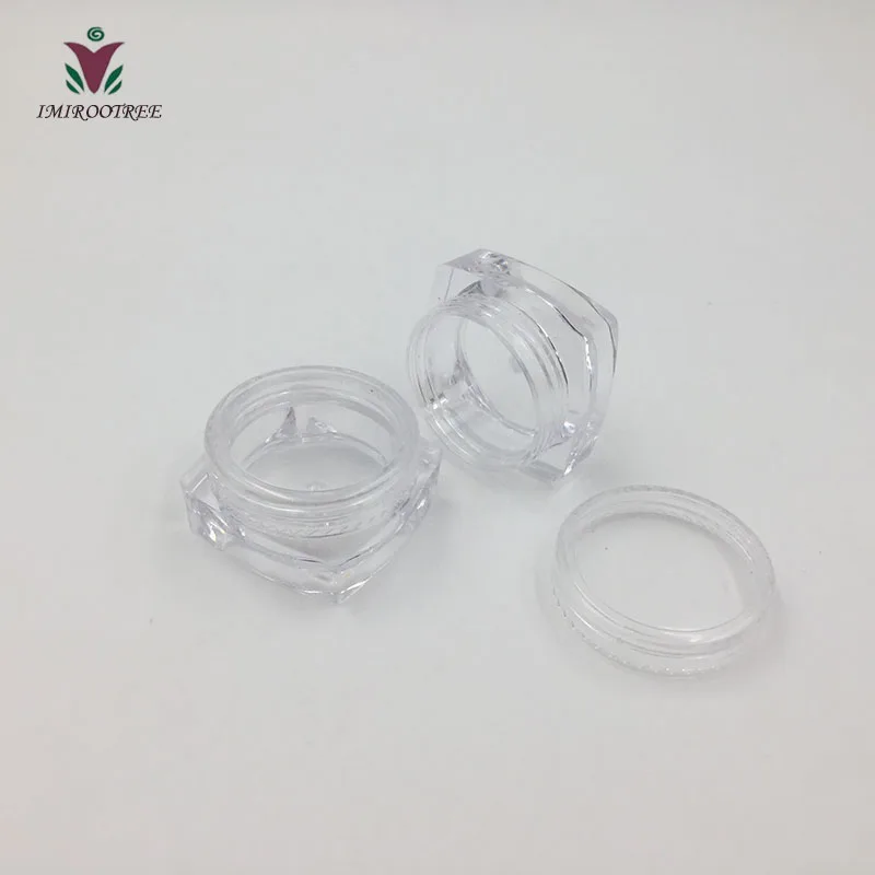 

1000pcs/lot 3g square transparent cream container for Nail Powder Glitter Art