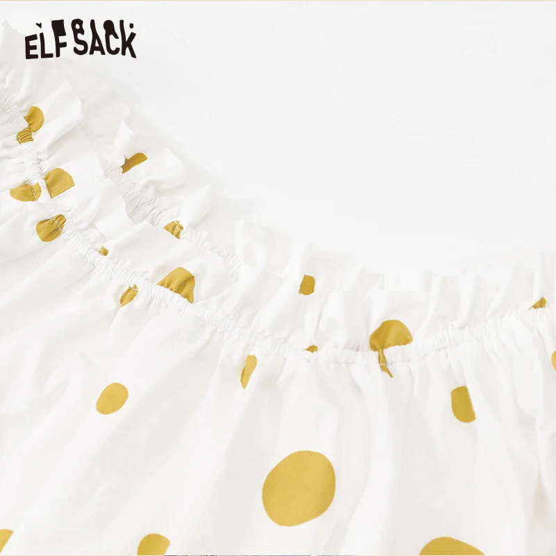 ELFSACK белые в горошек хлопковые с открытыми плечами женские рубашки сексуальные