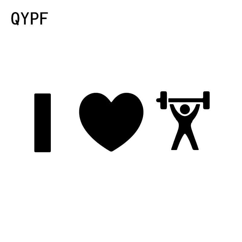 QYPF 14 5*5 см I Love Weight Lifting Sport Fitness Декор Виниловая наклейка для автомобиля силуэт