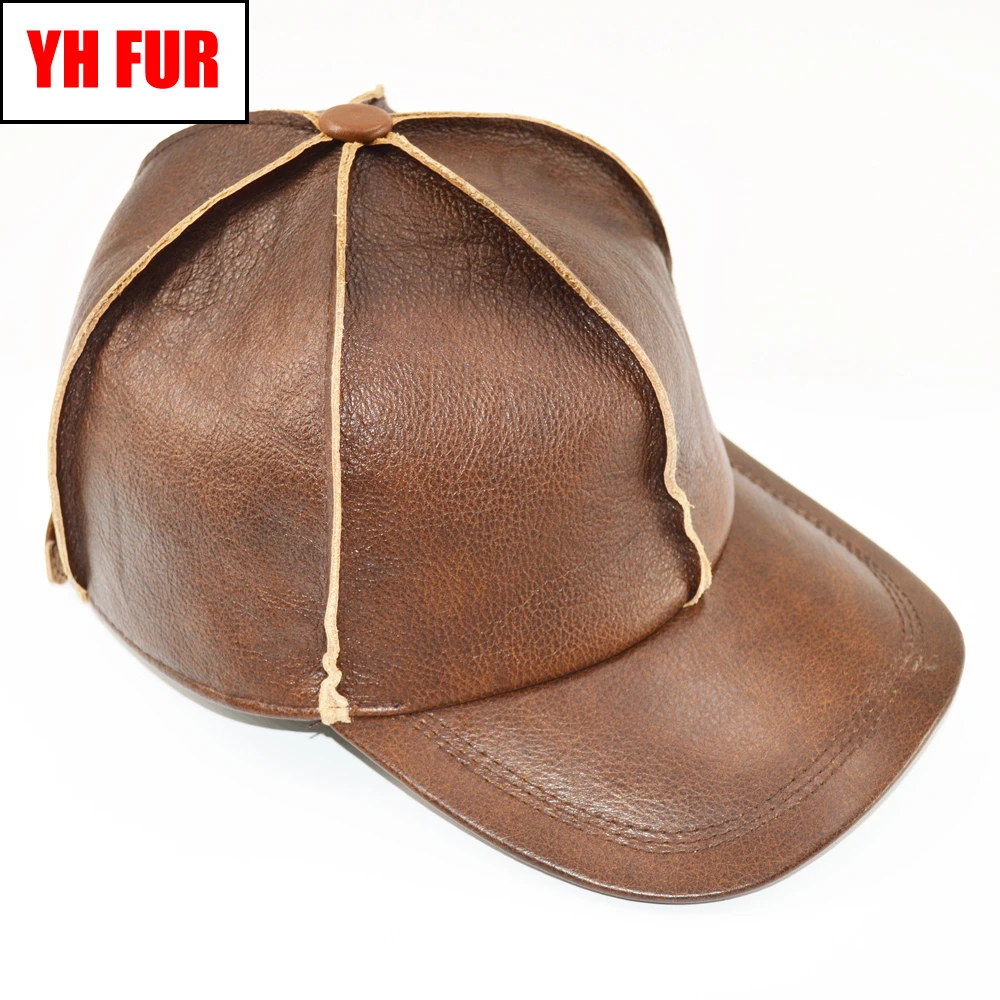 Мужская бейсболка из натуральной кожи брендовый Повседневный теплый берет