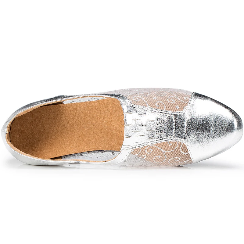 LOSLANDIFEN/Женские Дышащие кружевные туфли-лодочки с цветочным принтом Серебристые
